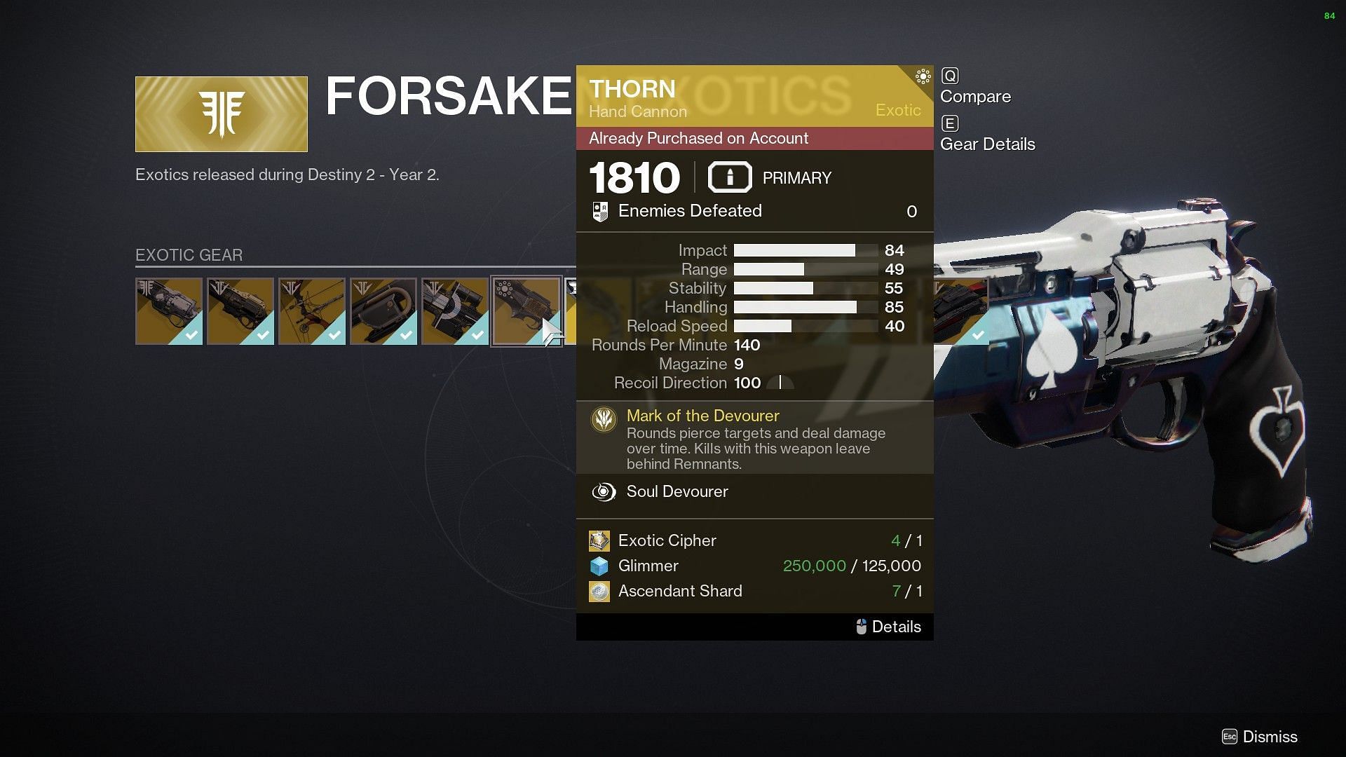 Forsaken Exotic shop in Destiny 2 (Image via Bungie)