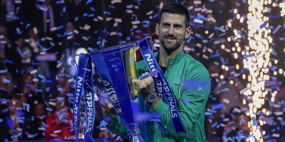 Djokovic with the 2023 ATP Finals trophy