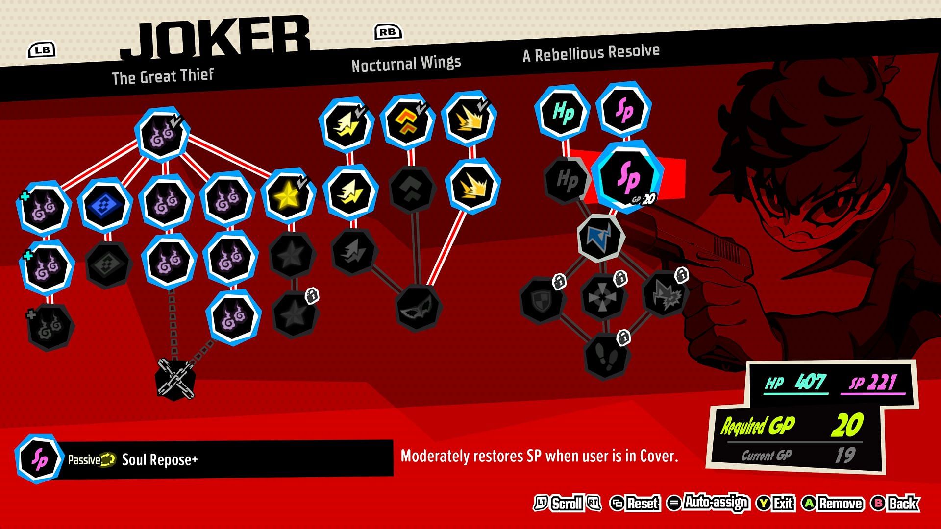 Joker&#039;s Skills (Image via Persona 5 Tactica)