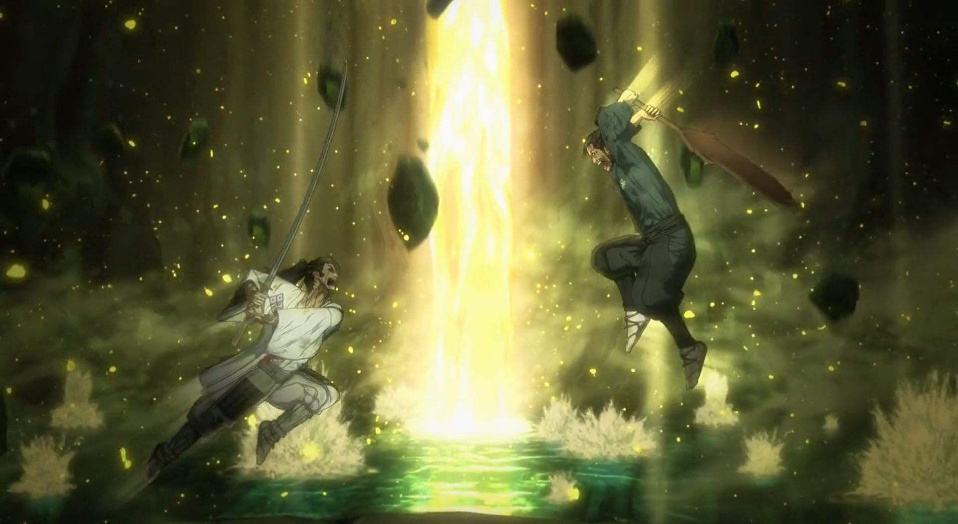 Sasaki Kojiro and Musashi fight against each other in a collapsing mine (Image via Sublimation)