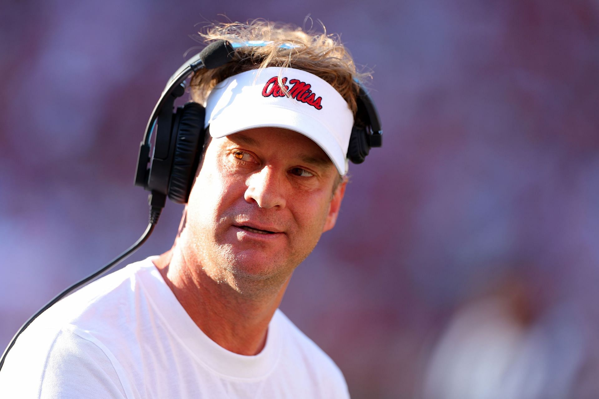 Lane Kiffin during Ole Miss v Alabama matchup