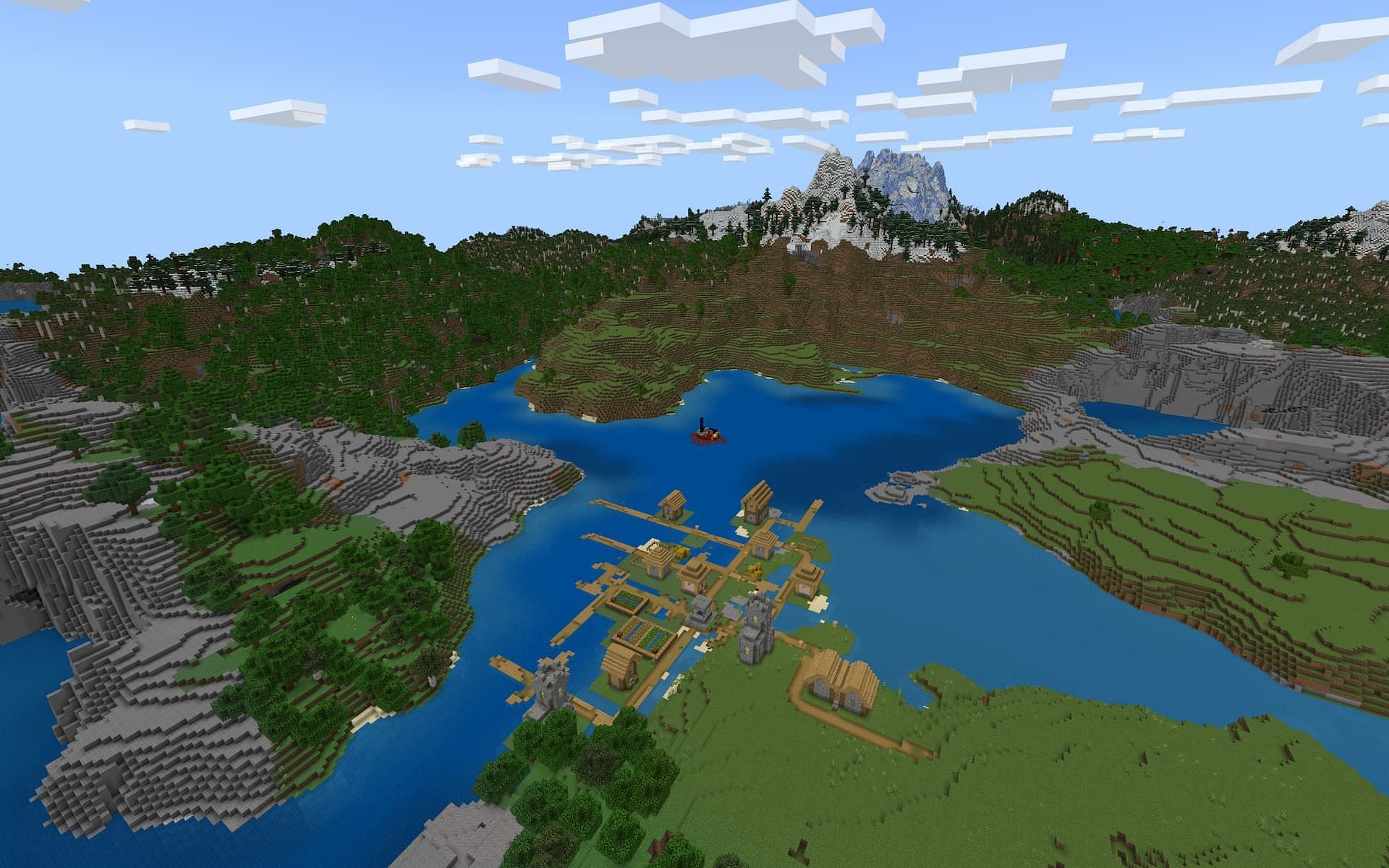 Enjoy the breathtaking view in this seed (Image via Mojang)