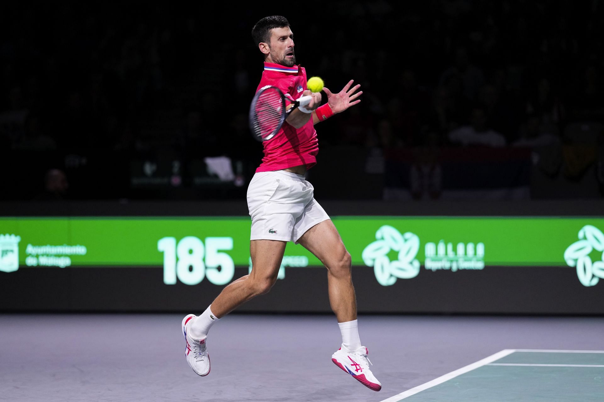 Novak Djokovic in action for Serbia at the Davis Cup