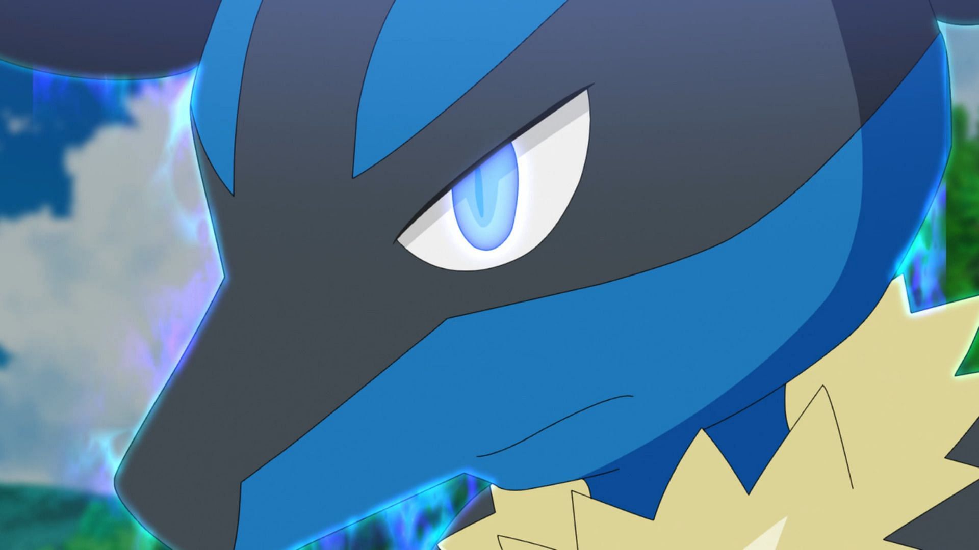 Lucario, as seen in the anime (Image via The Pokemon Company)