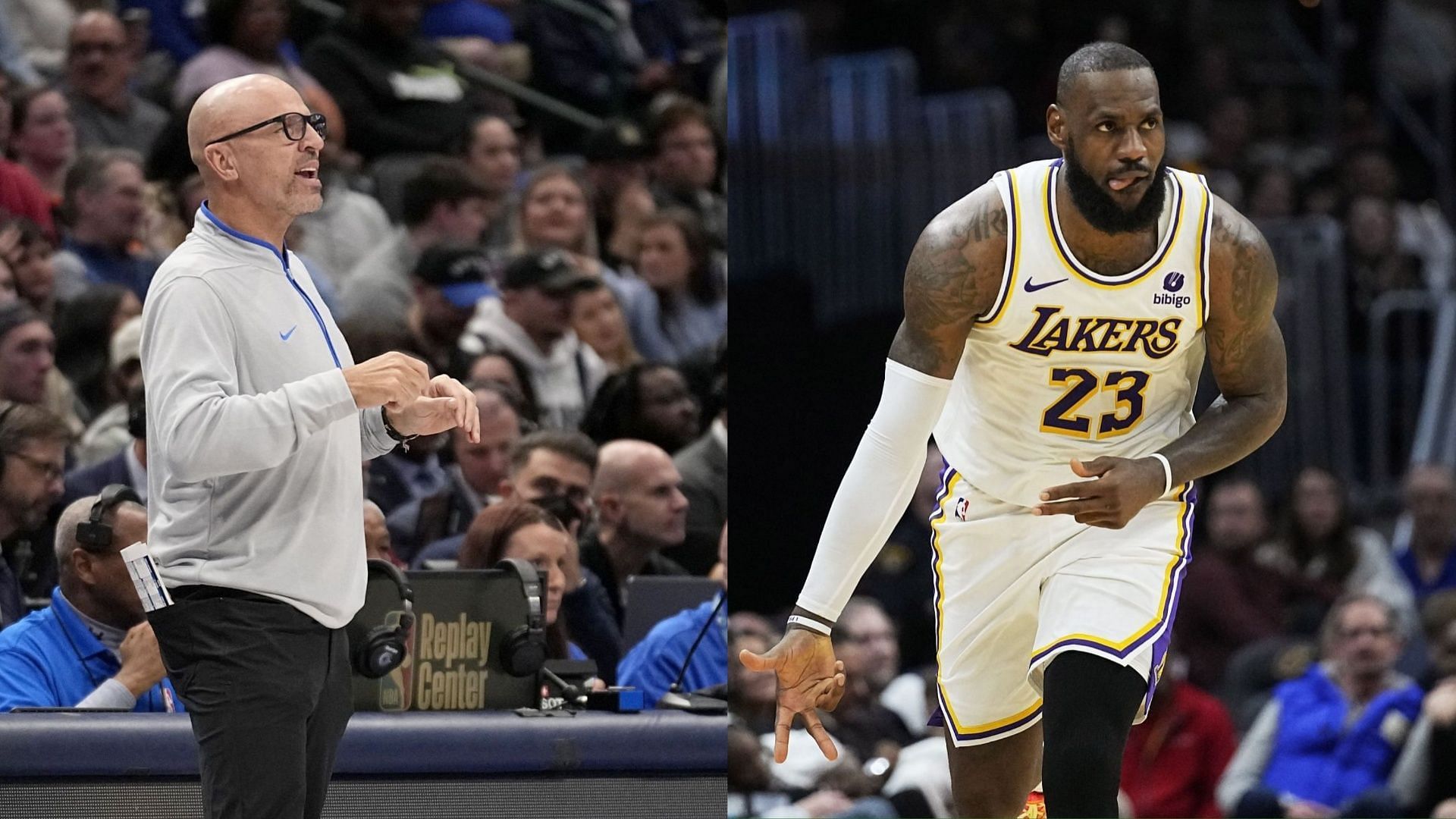 Dallas Mavericks Coach Jason Kidd (left) and LA Lakers star LeBron James