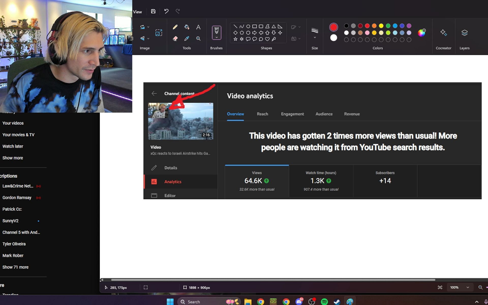 xQc reveals amount of money his controversial react video made (Image via xQc/Twitch)