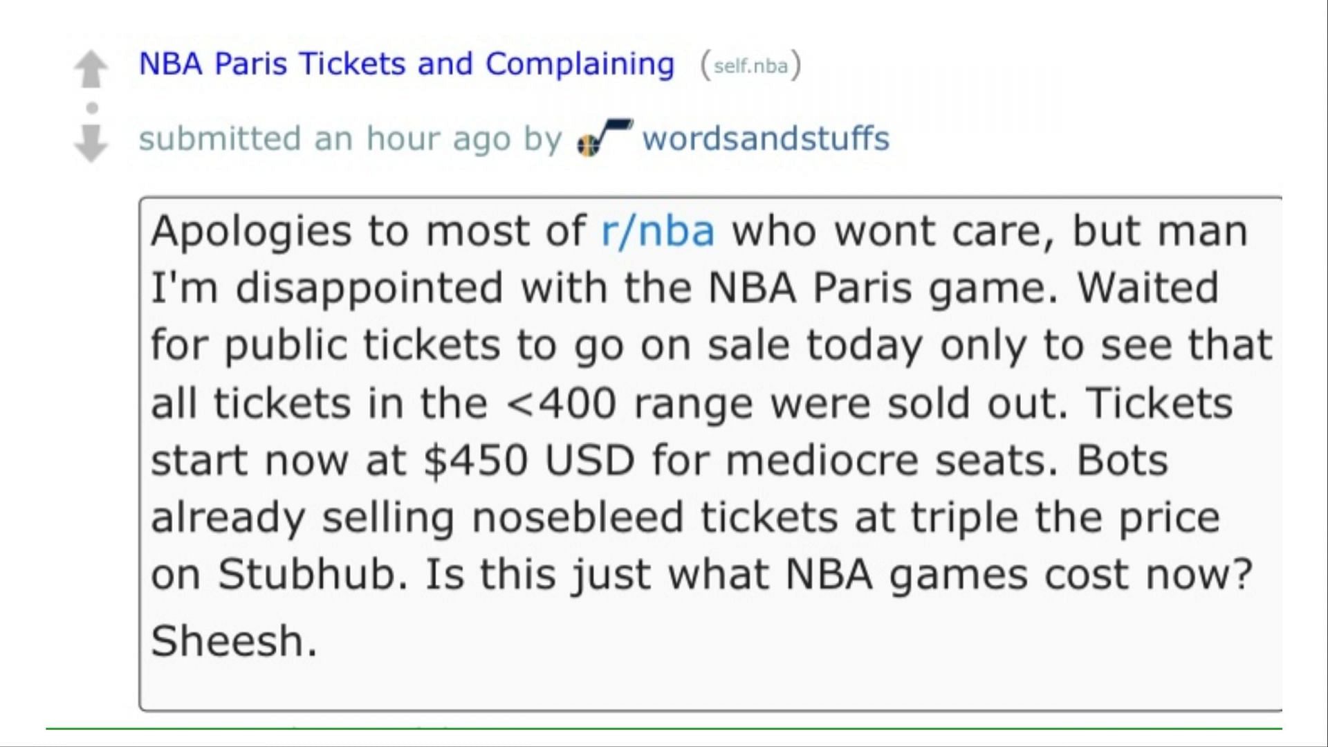 NBA Reddit Post