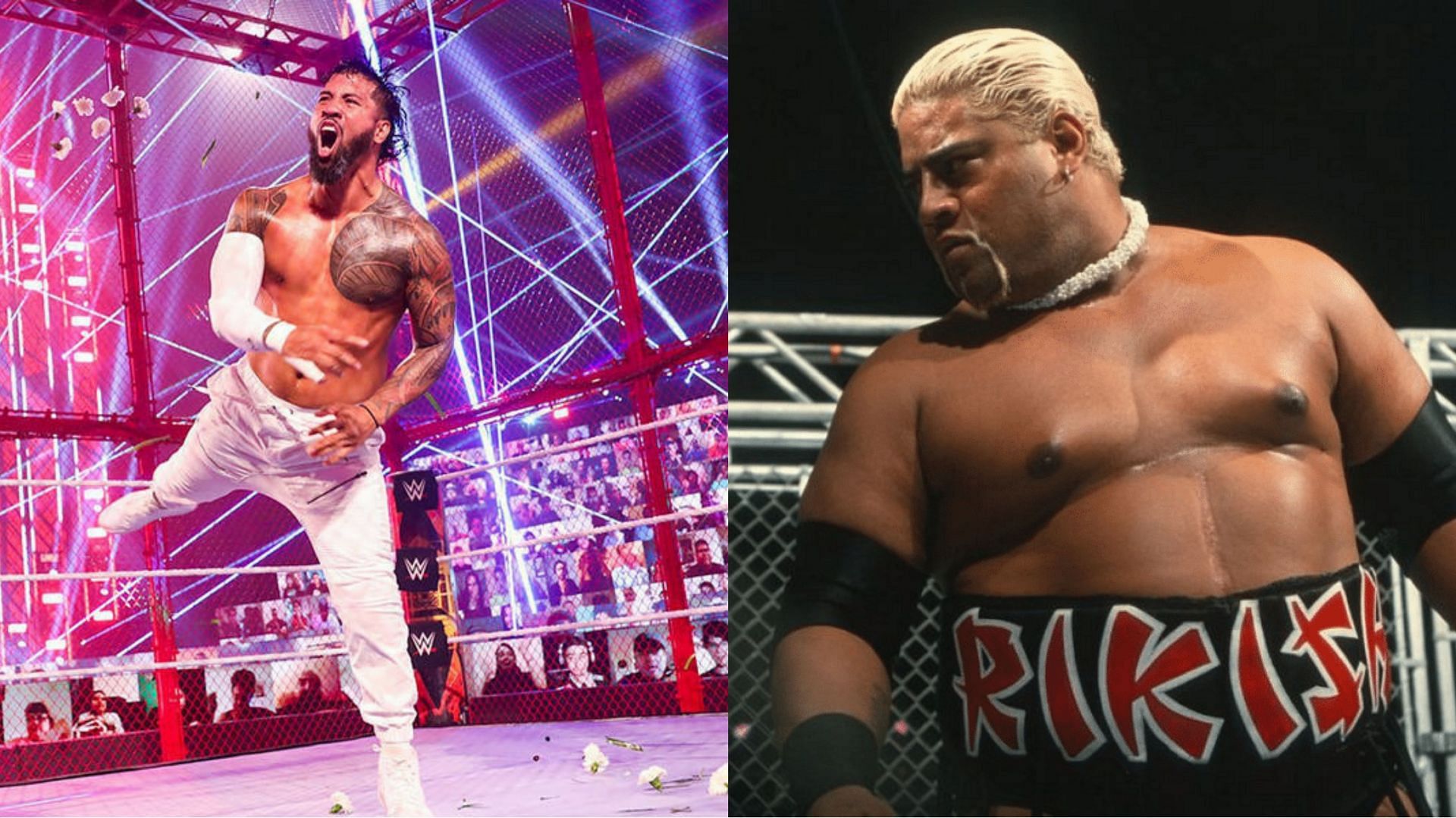 Jey Uso (left) and Rikishi (right)