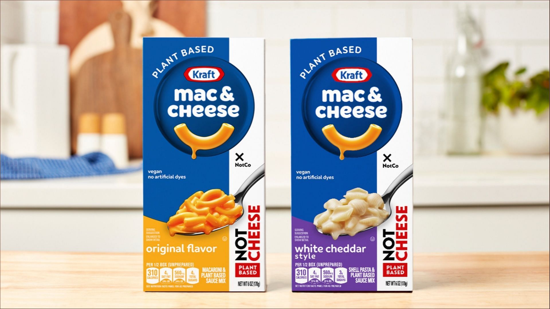 The NotMac&amp;Cheese comes in White Cheddar and Original flavors (Image via Kraft Heinz)