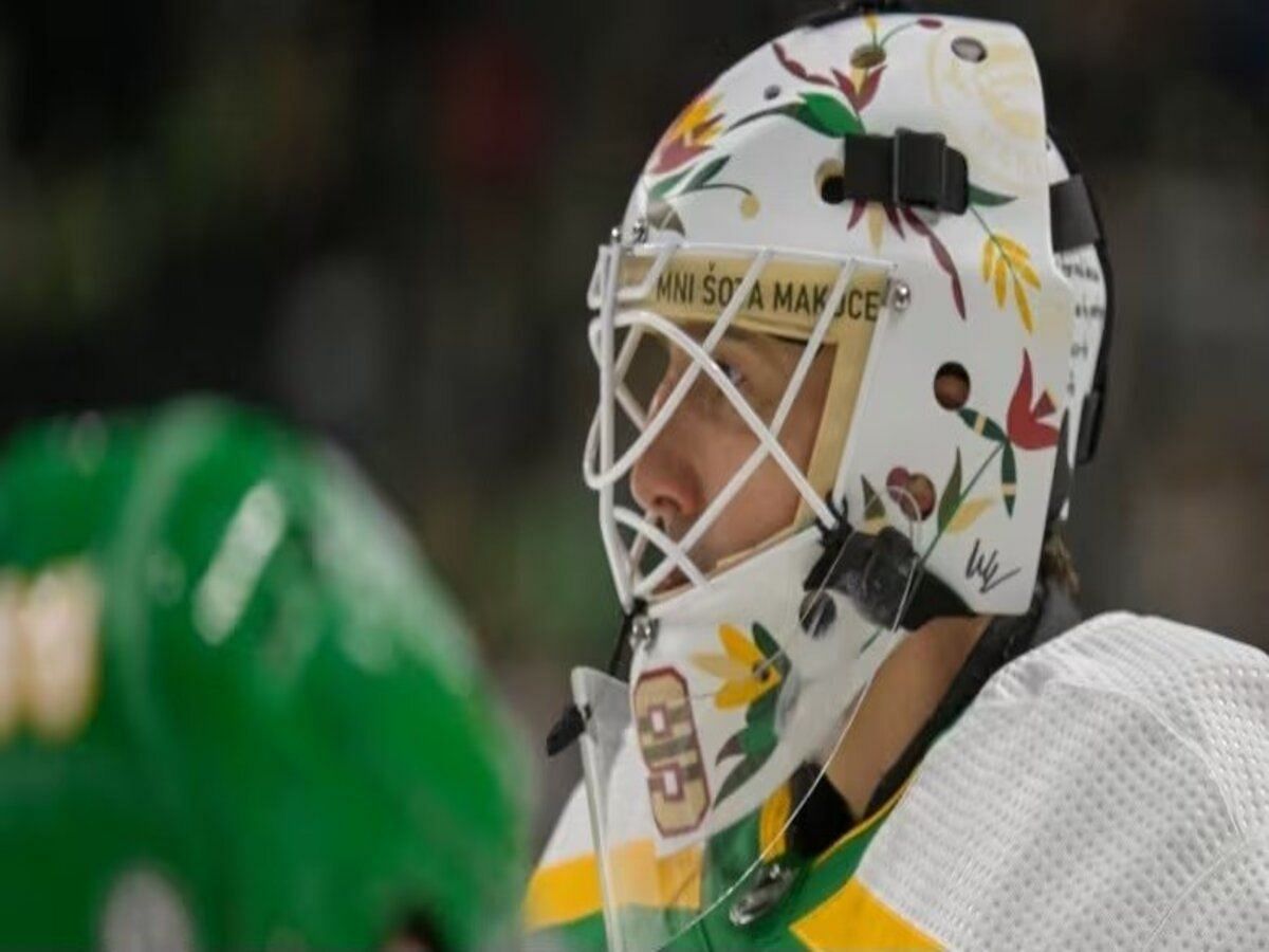 Marc-Andre Fleury defies NHL policy by sporting his Native American Heritage mask (Image via USA Today)