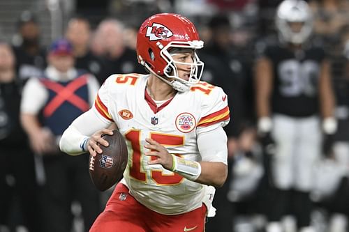 Patrick Mahomes dueing Kansas City Chiefs vs Las Vegas Raiders