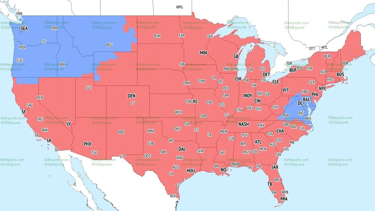Fox TV coverage map (late games). Credit: 506Sports