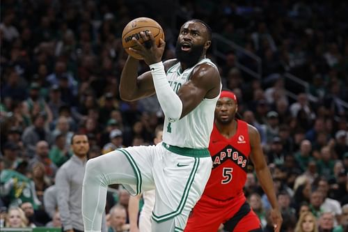 Jaylen Brown of the Boston Celtics against the Toronto Raptors