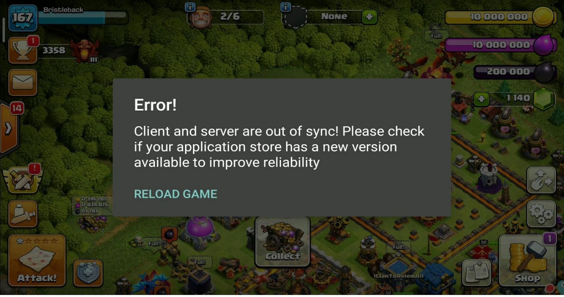 Clash of Clans server out of sync error