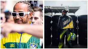"Lewis Hamilton bringing back some serious retro vibes" - F1 fans react as Brit sports vintage Brazilian football tracksuit in paddock
