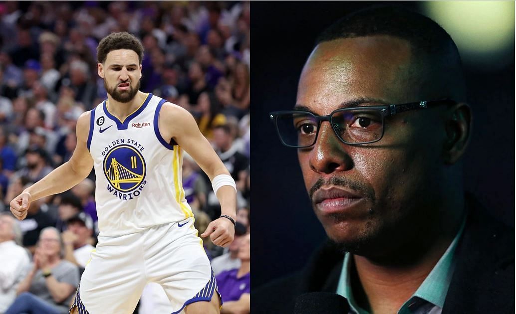 Boston Celtics legend Paul Pierce (R) believes the ongoing defensive struggles of Klay Thompson (L) has made it hard for the Golden State Warriors to fully soar this season.