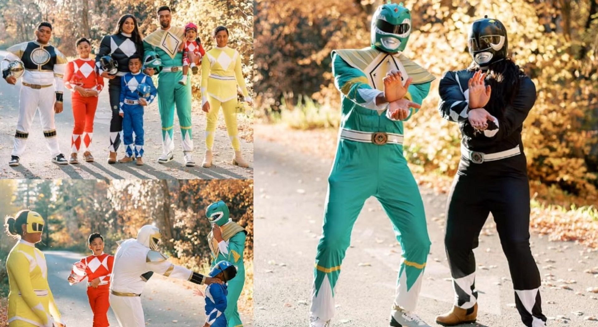 Tony Finau and his family donning Power Ranger suits (Image via Instagram.com/tonyfinaugolf).