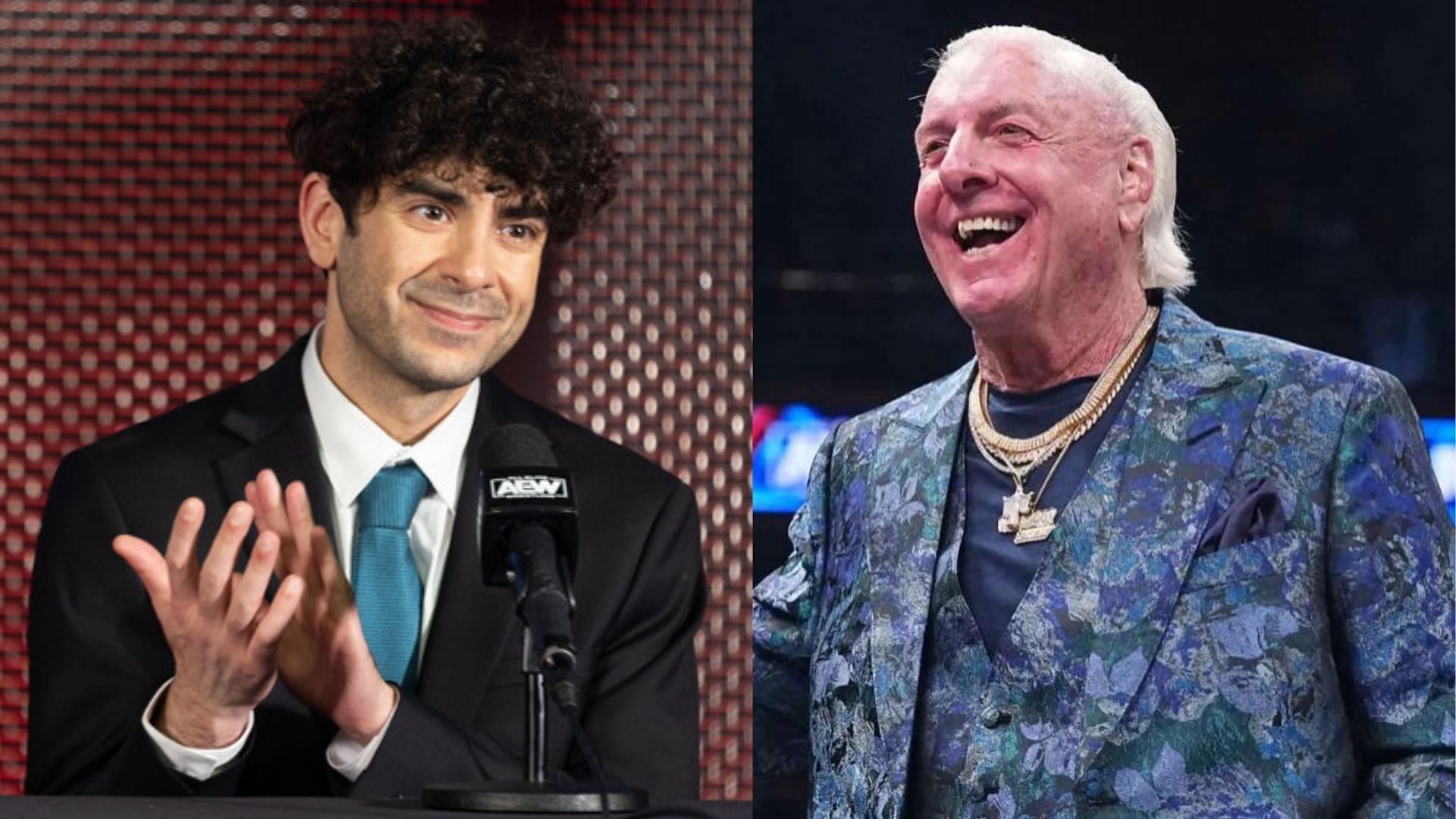 Tony Khan (left); Ricky Flair (right)