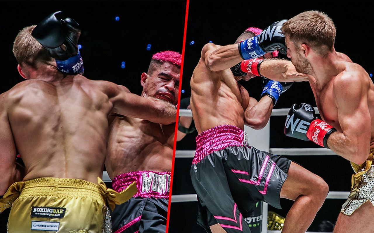 Jonathan Haggerty punching Fabricio Andrade (photos left and right) | Image credit: ONE Championship
