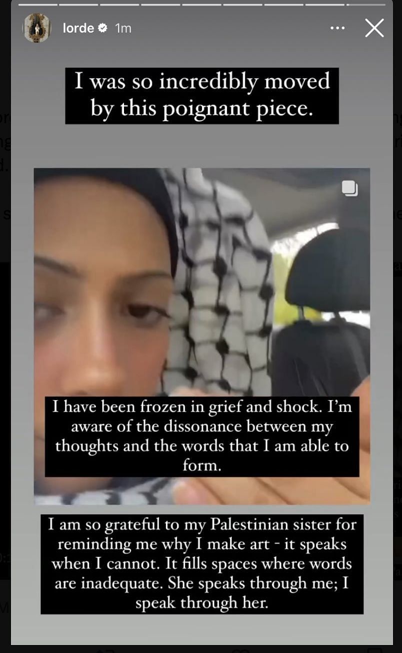 Social media users came in support of the singer as she posted an informative post about the Palestine and Israel conditions amidst the ongoing conflict. (Image via Instagram)