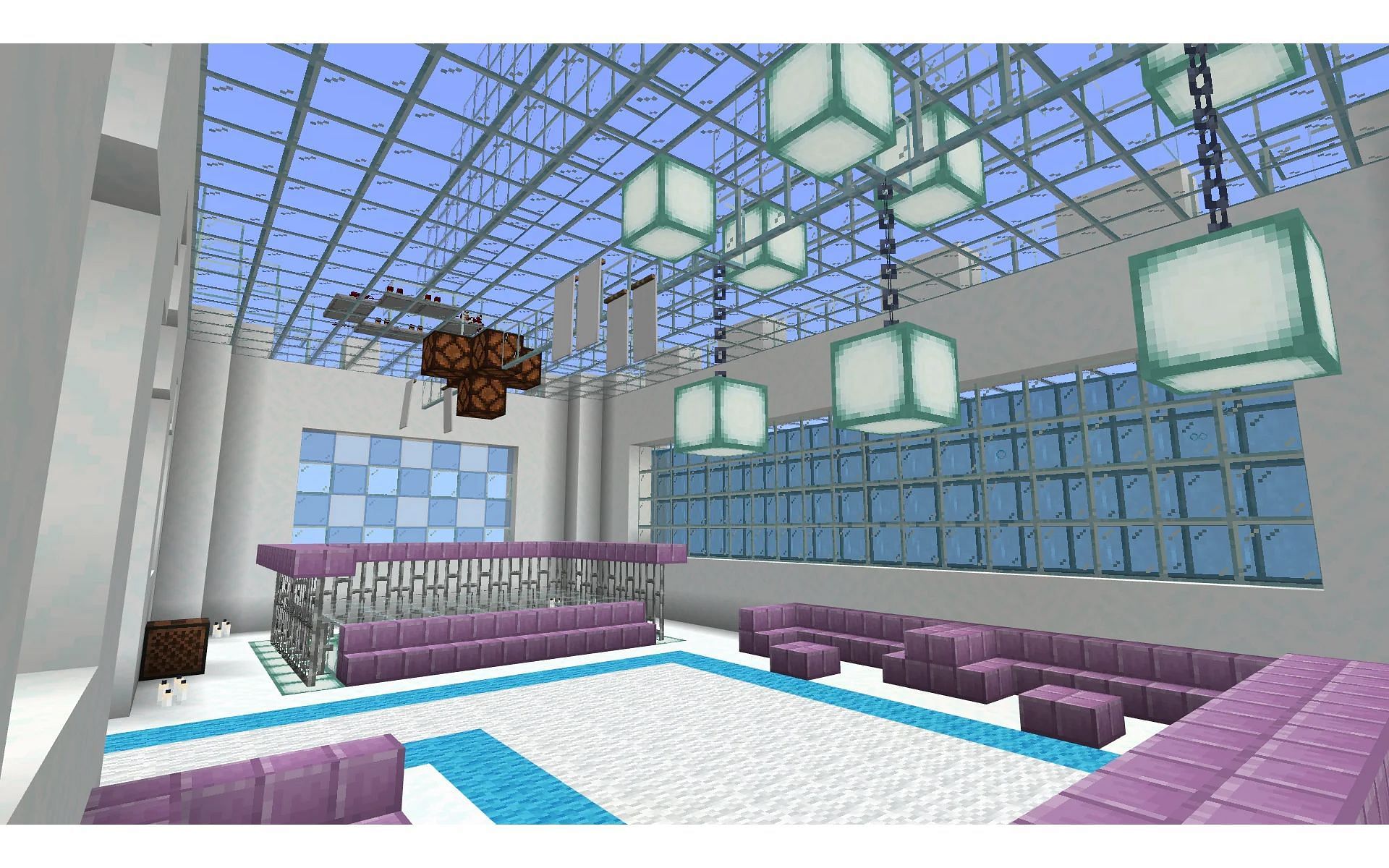 Players can see the whole world from this sky-high bedroom (Image via Mojang)