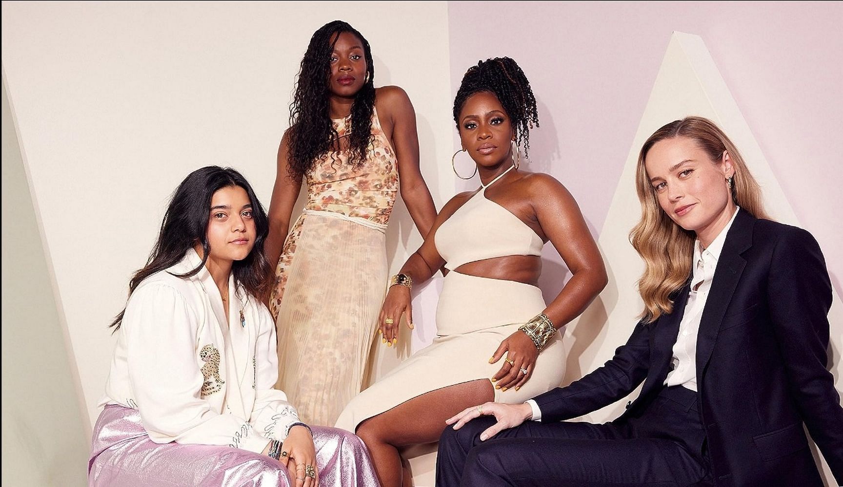 Brie Larson, Iman Vellani, Teyonah Parris, and Nia DaCosta at an event for The Marvels (Image via IMDb)