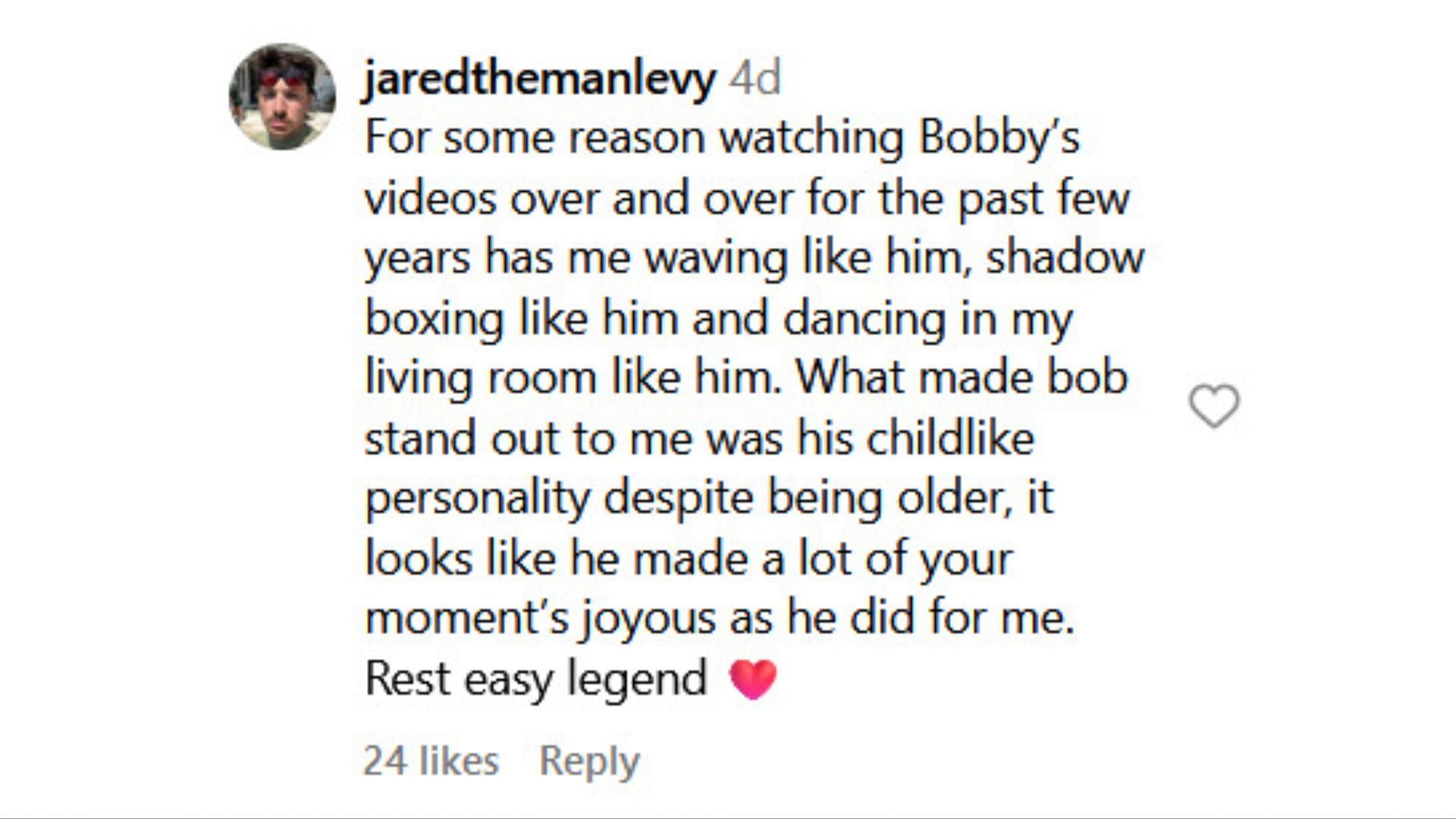 Netizens react as Bobby died some months ago (Image via Instagram / jaredthemanlevy)