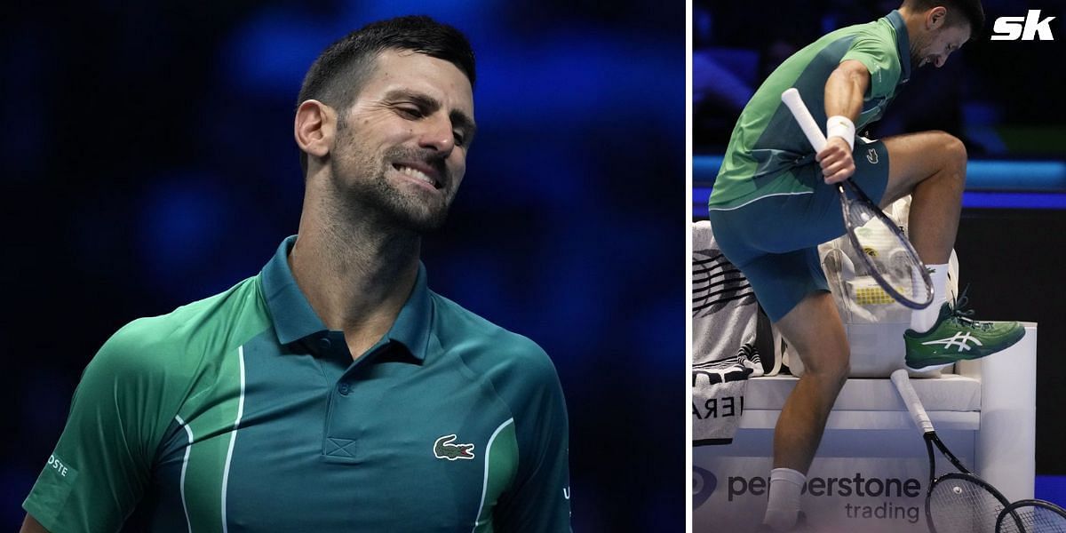 Novak Djokovic stomps on two racquets at the 2023 ATP Finals