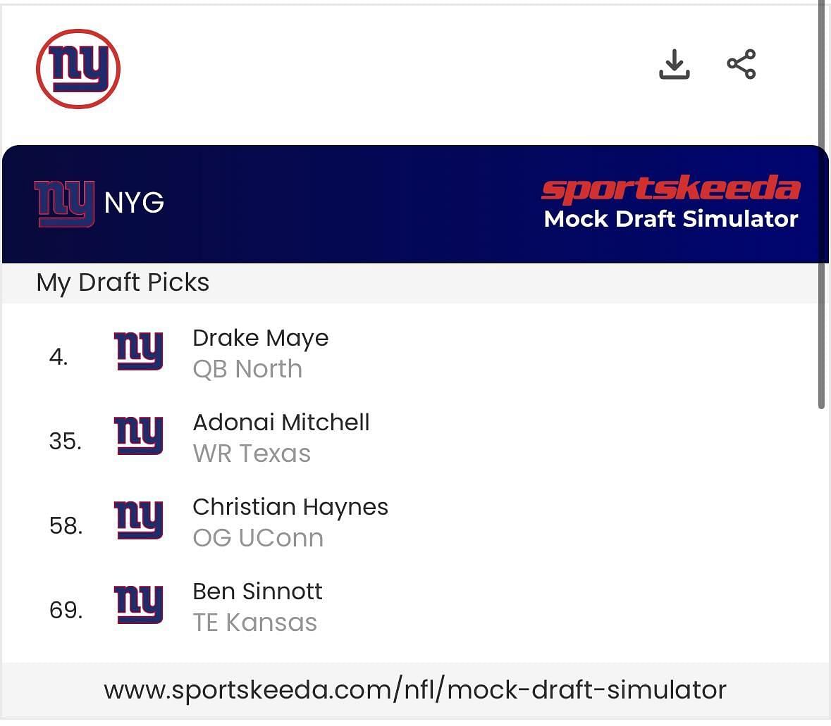New York Giants 2024 Mock Draft
