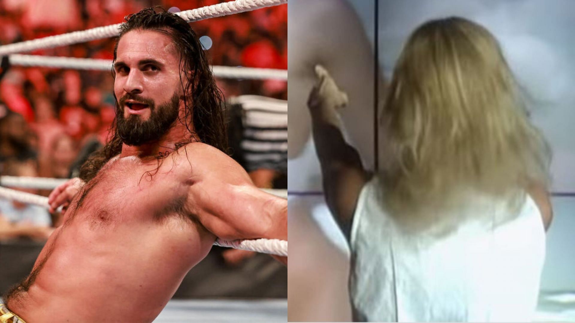 World Heavyweight Champion Seth Rollins (left) and WWE Hall of Famer Sunny (right)