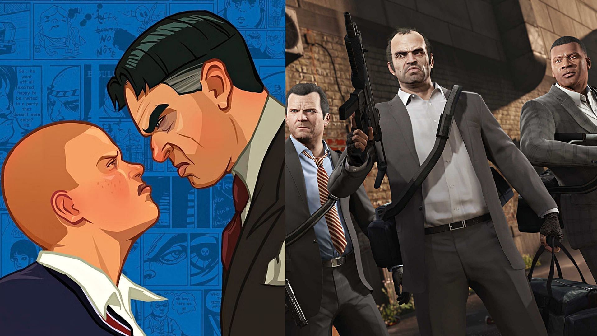 GTA 5 file leaks reportedly mention Bully 2 and GTA 5 story mode DLC (Images via Rockstar Games)