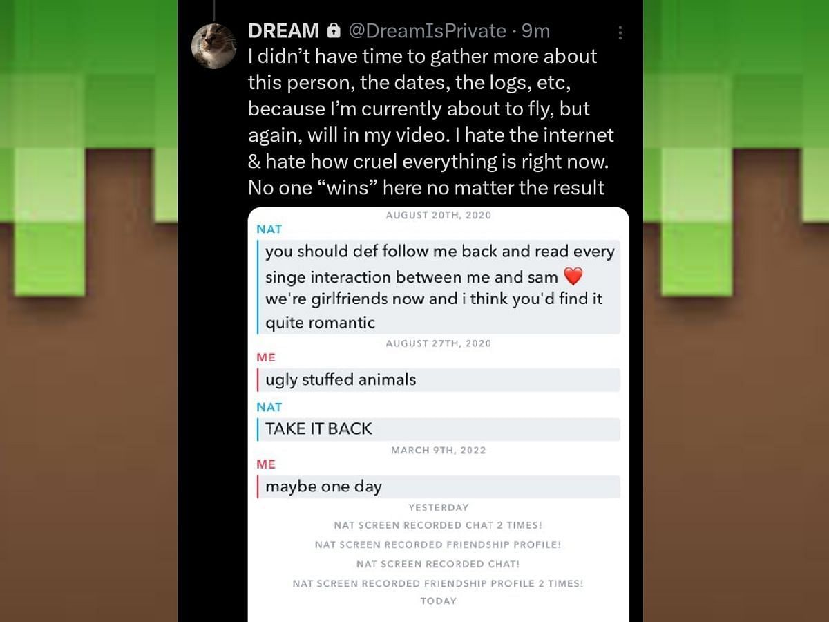 Streamer responds to the allegations (Image via X/@DreamIsPrivate)