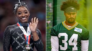 “Not me starting to understand football” - Simone Biles cheers for husband Jonathan Owens' team Green Bay Packers during NFL clash vs Los Angeles Rams