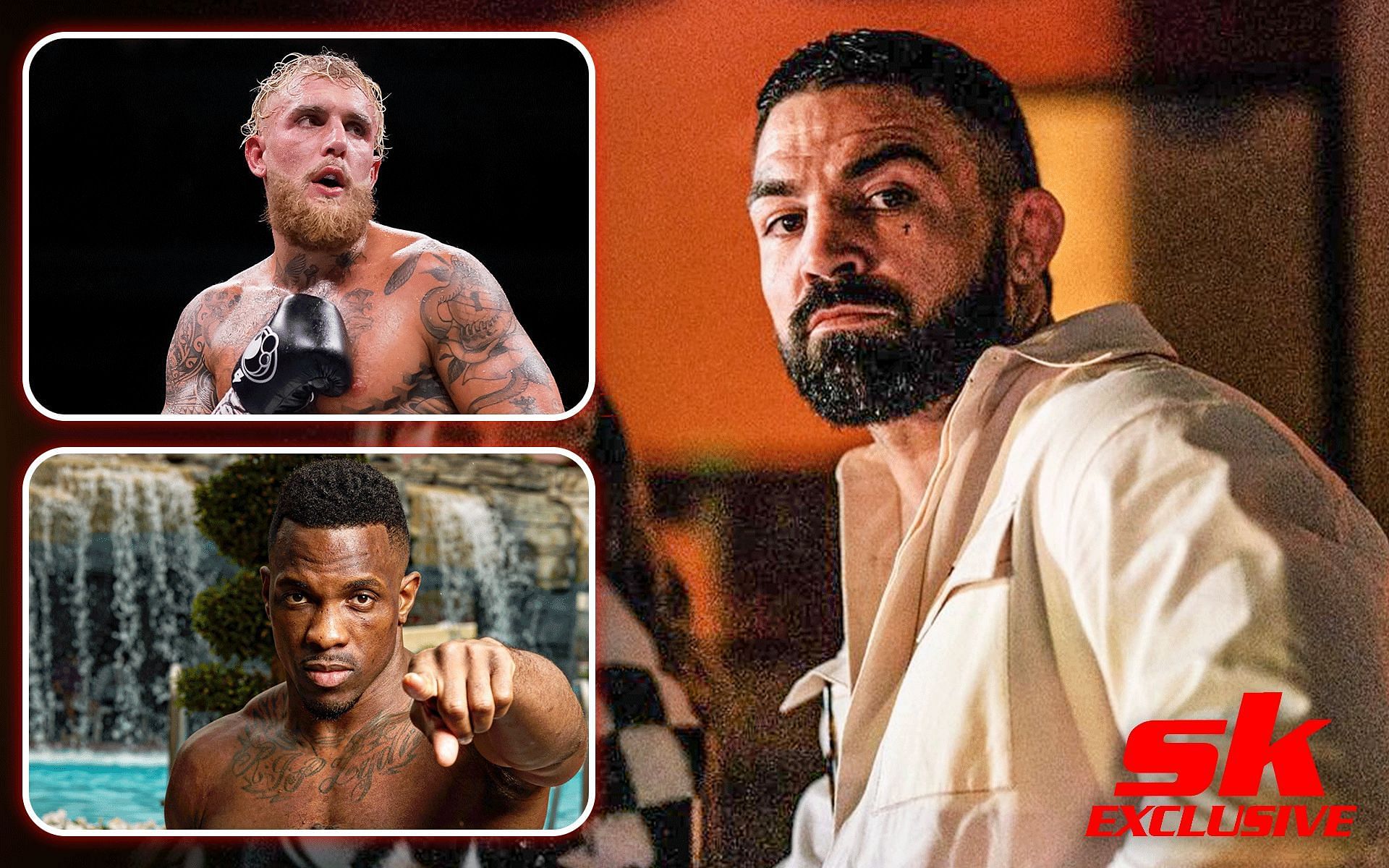 Jake Paul, Andre August and Mike Perry [Image credits: @platinummikeperry on Instagram, Getty Images and @mostVpromotions on X] 