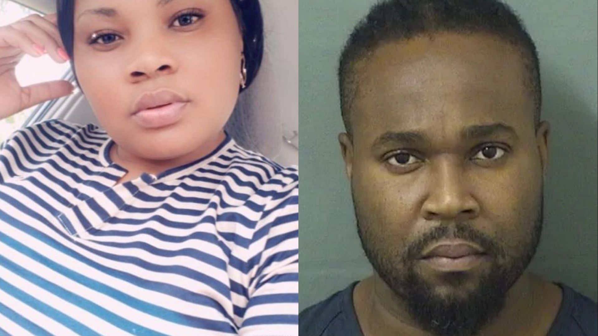 34-year-old Fridelene Daniel (left) was allegedly shot to death by her 41-year-old ex-boyfriend, Robens Cesar (right). (Images via Facebook/Fridel&egrave;ne Daniel and Palm Beach County Sheriff