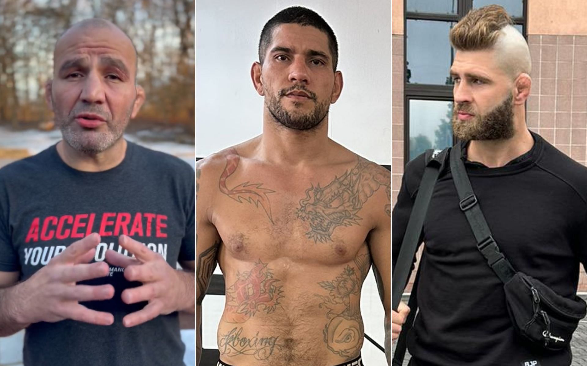 Glover Teixeira [Left], Alex Pereira [Middle], and Jiri Prochazka [Right] [Photo credit: @glovertexeira, @AlexPereiraUFC, and @jiri_bjp - X]