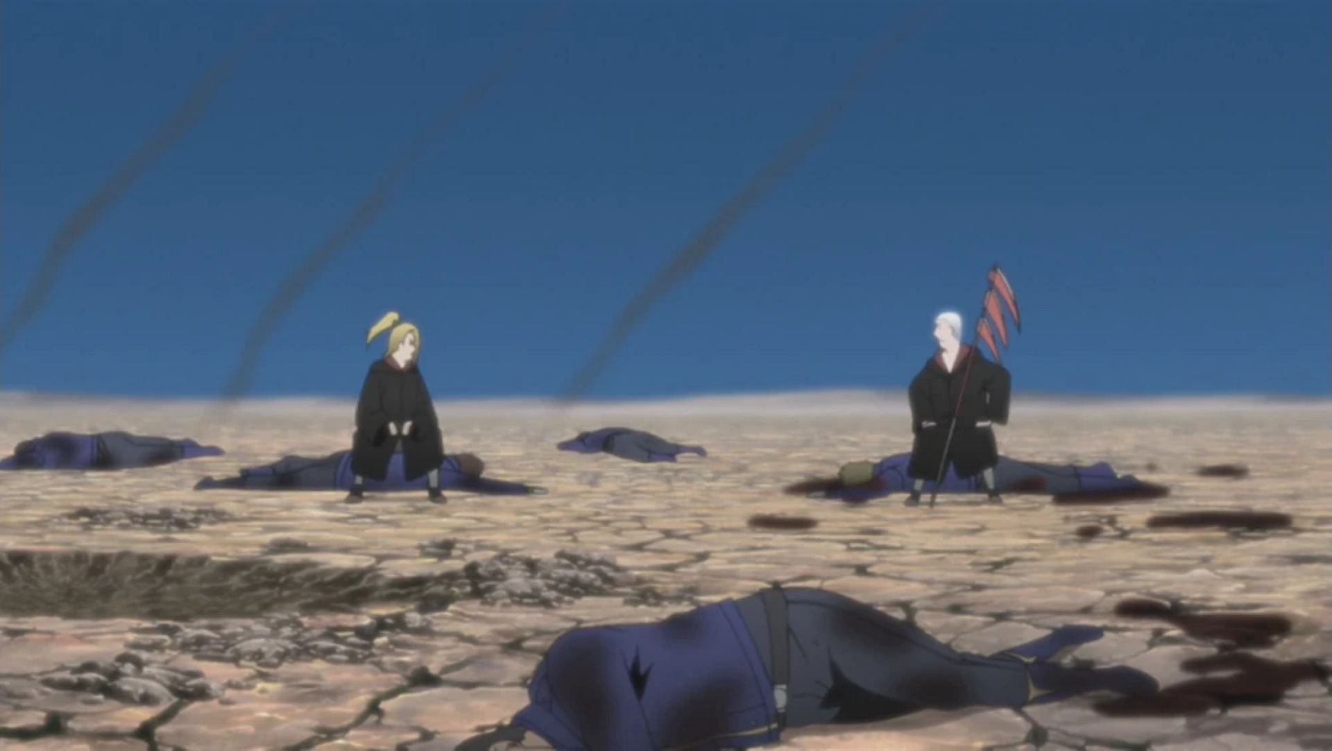 Hidan and Deidara get cloned, not that their clones last for long. (Image via Studio Pierrot)