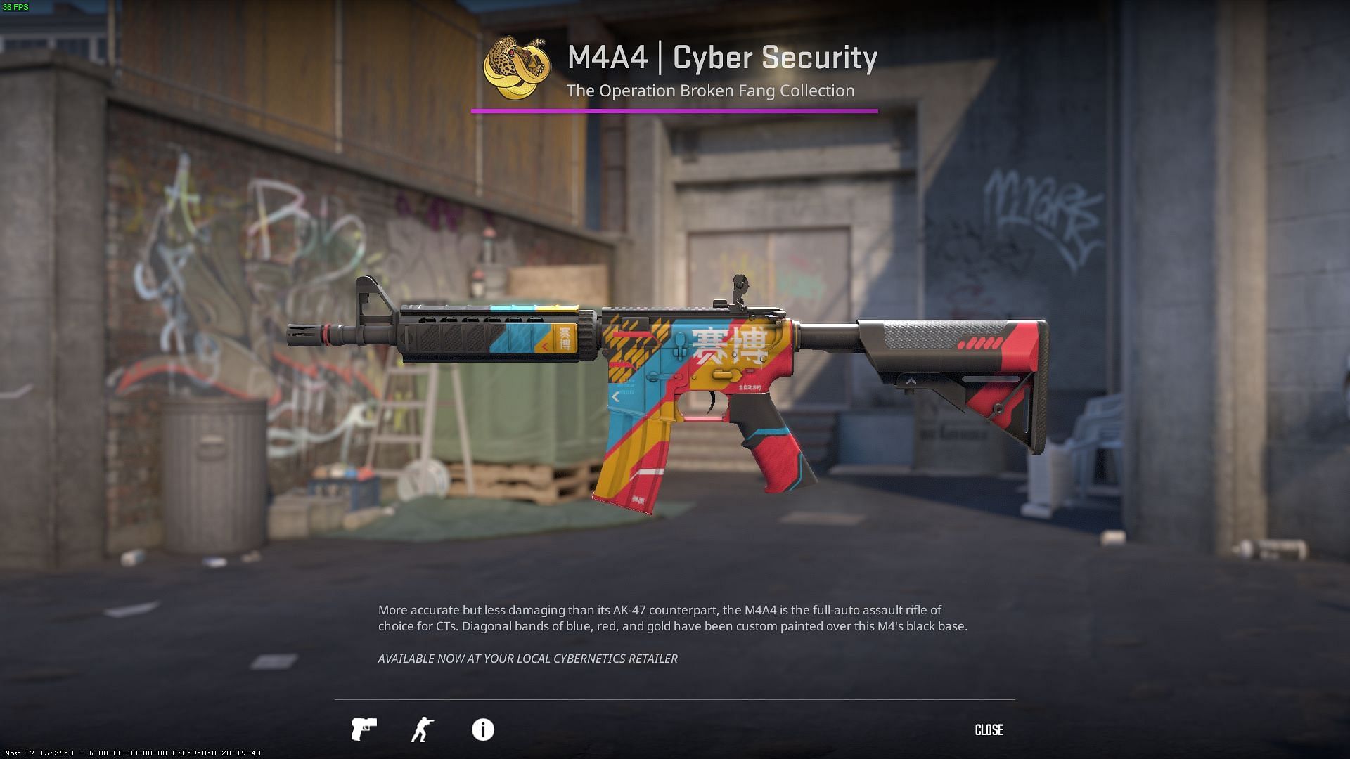 Cyber ​​Security M4A4 in CS2 (Image via Valve)
