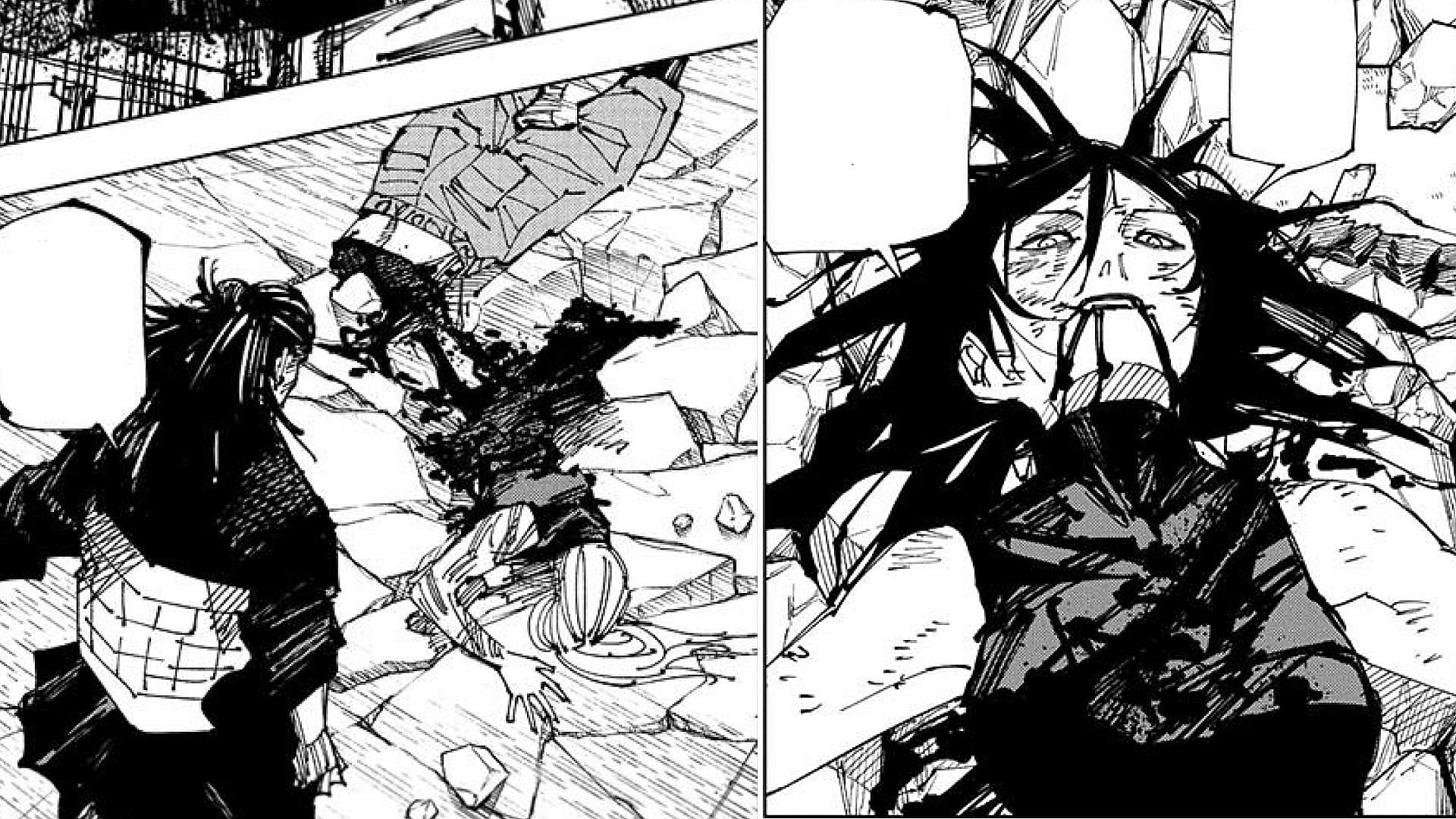 Yuki and Yorozu&#039;s deaths in the manga (Image via Akutami Gege/Shueisha)