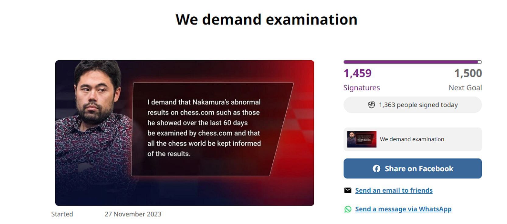 Petition · We demand examination ·