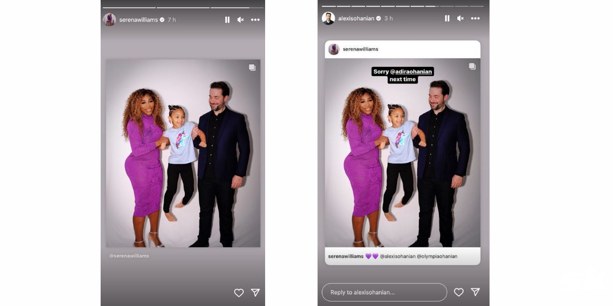 Williams and Ohanian&#039;s Instagram stories