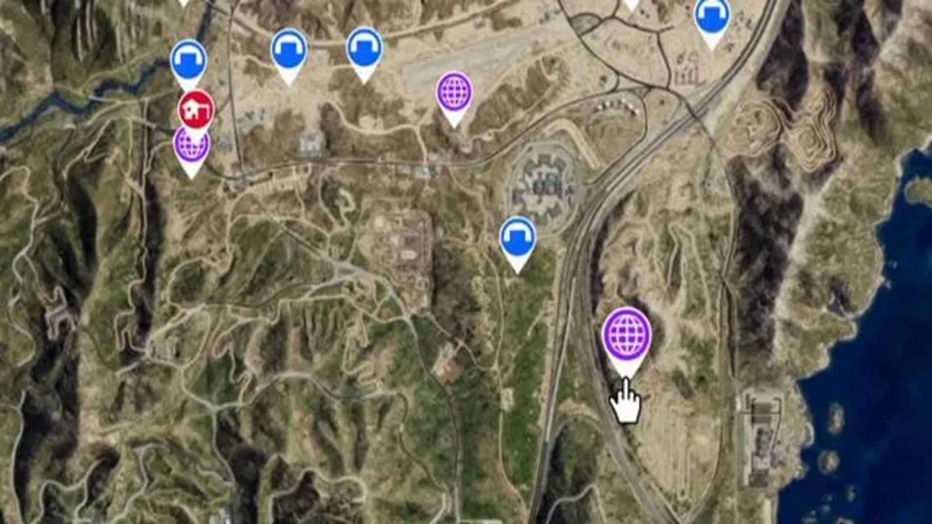 The location of the RON Alternate Wind Farm Facility on the map (Image via GTA Base)