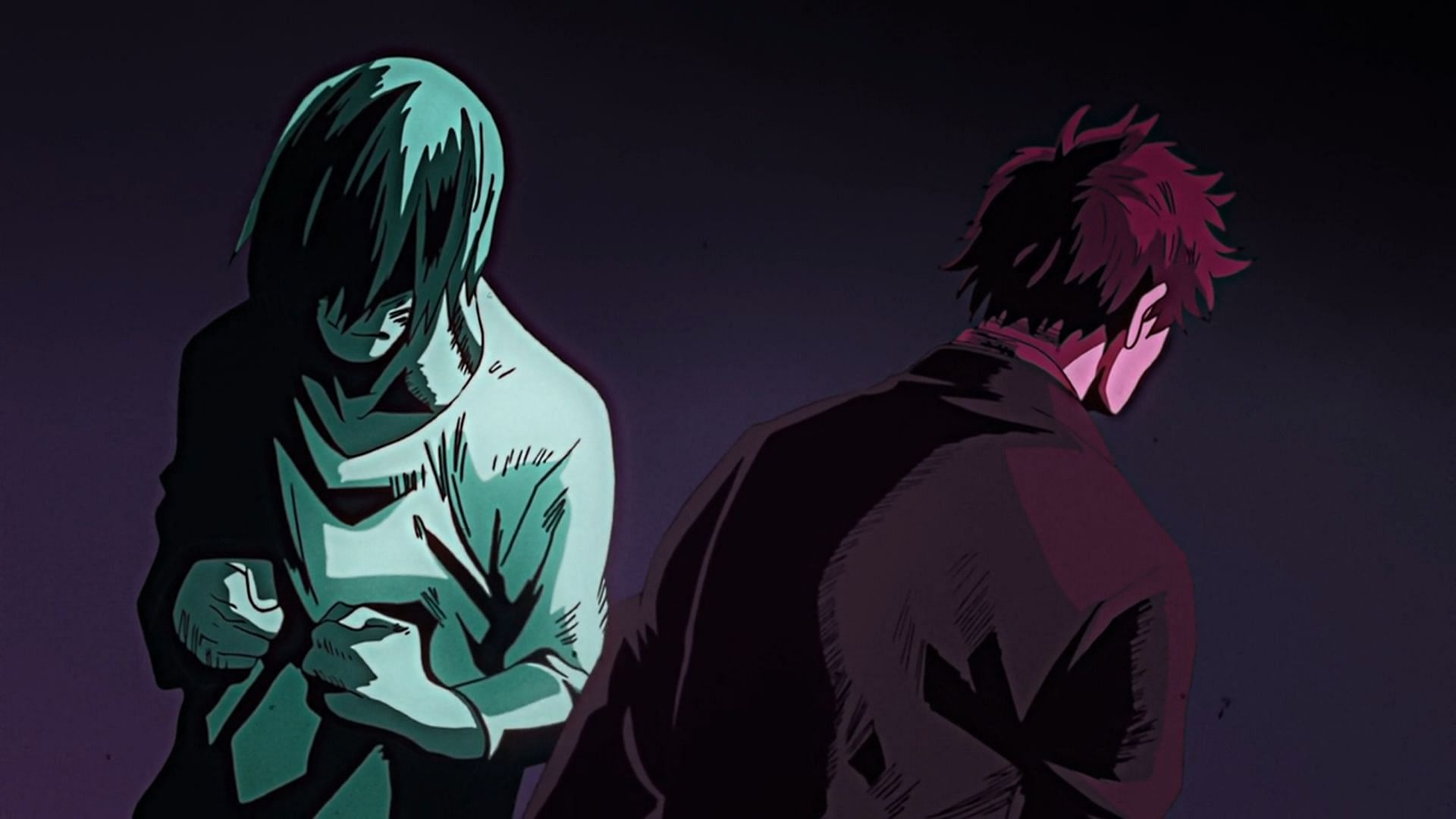Yoichi, shown in green, standing adjacent to his brother AFO (Image via Studio Bones)