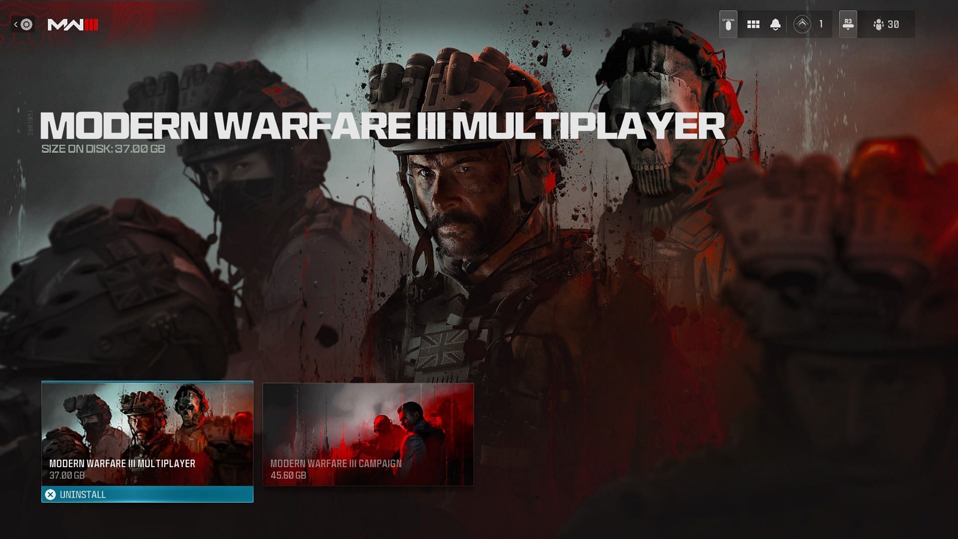 Reinstalling Modern Warfare 3 Multiplayer game files (Image via Activision)