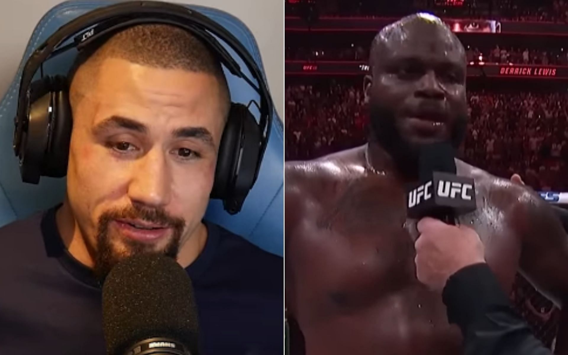 Robert Whittaker [Left], and Derrick Lewis [Right] [Photo credit: MMArcade Podcast and UFC - YouTube]
