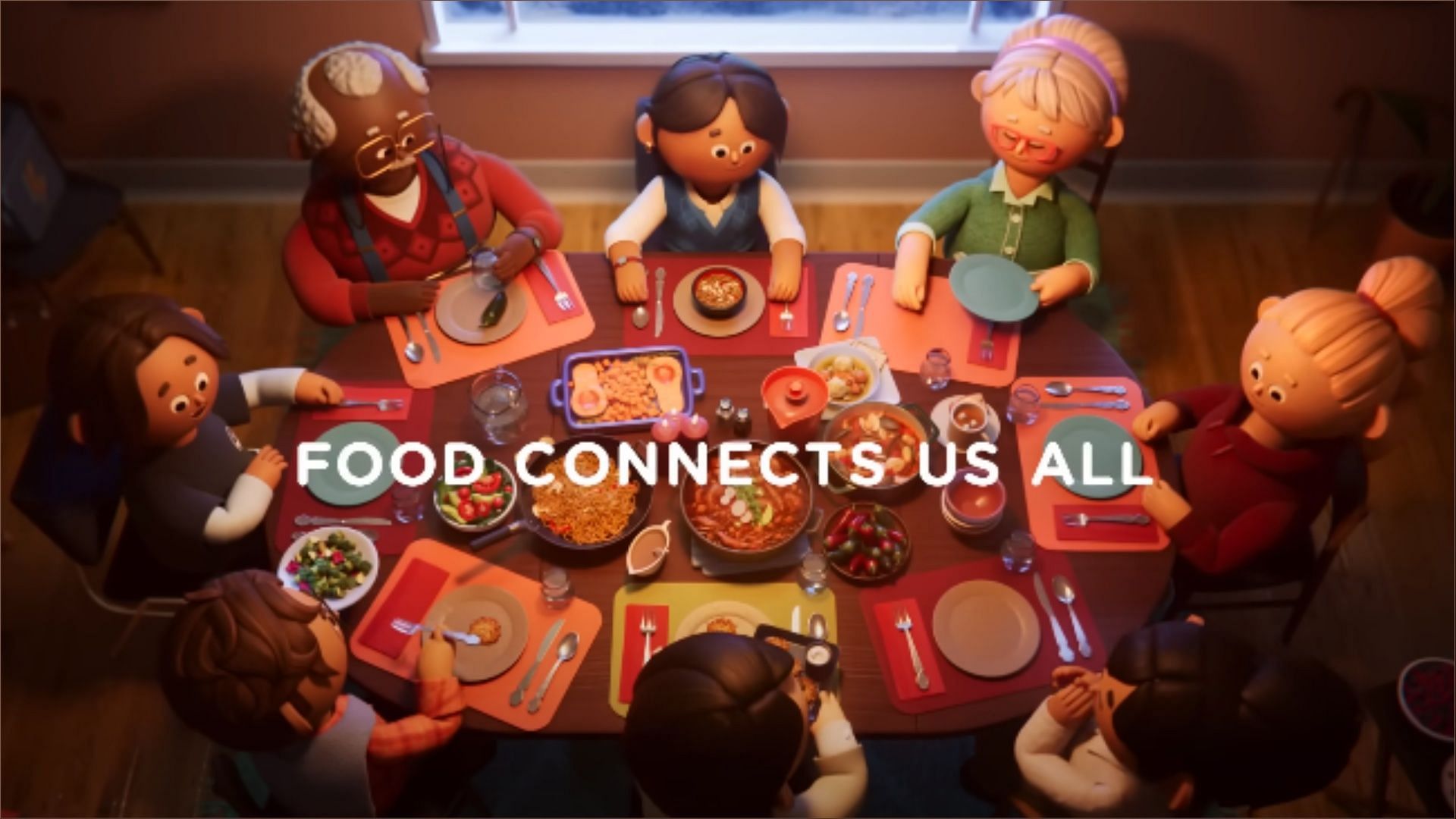 The 2023 holiday campaign commercial is centered around food, the student exchange programs, and family time (Image via Kroger / Youtube)