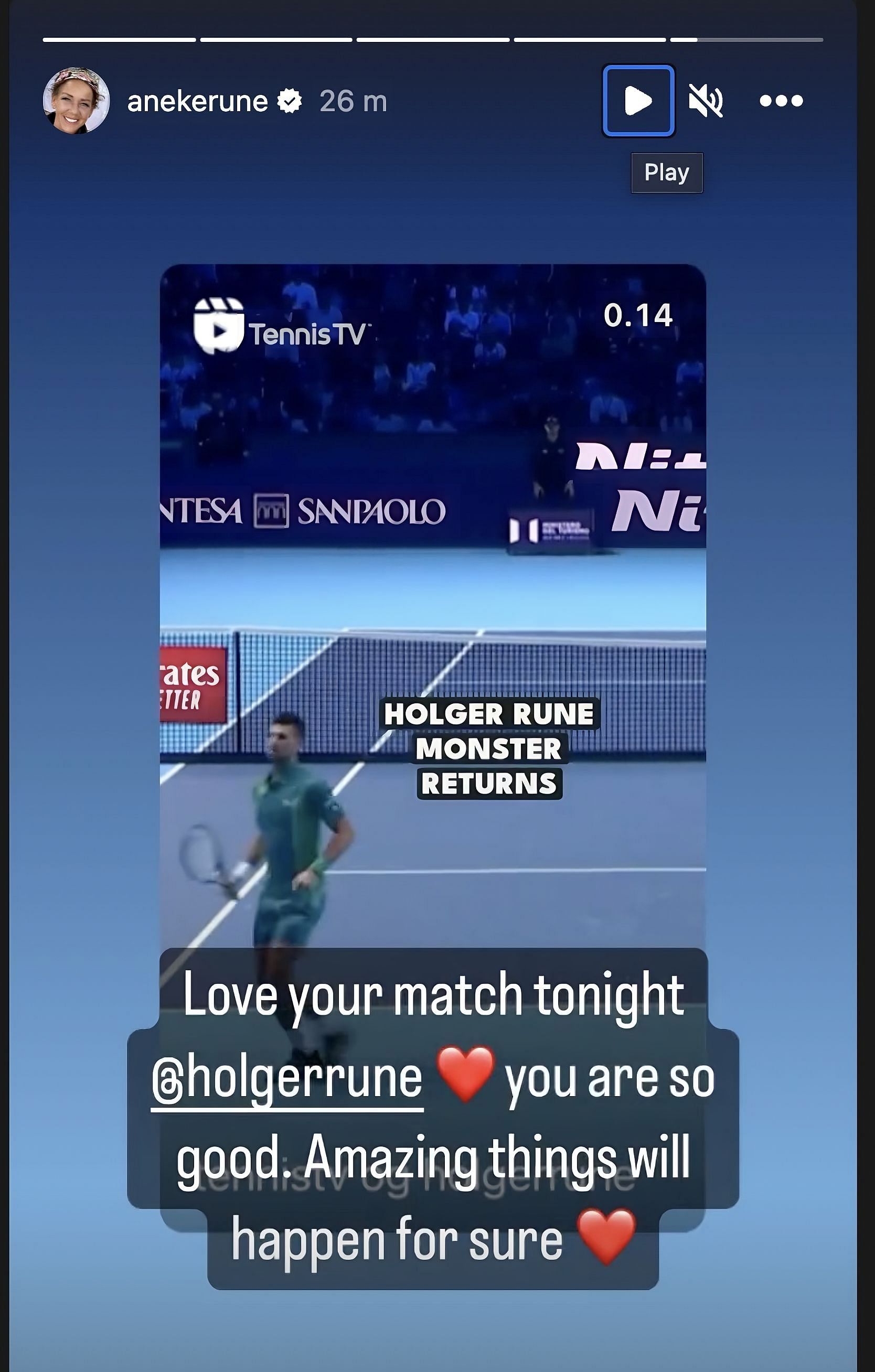 Holger Rune&#039;s mother Aneke on Instagram