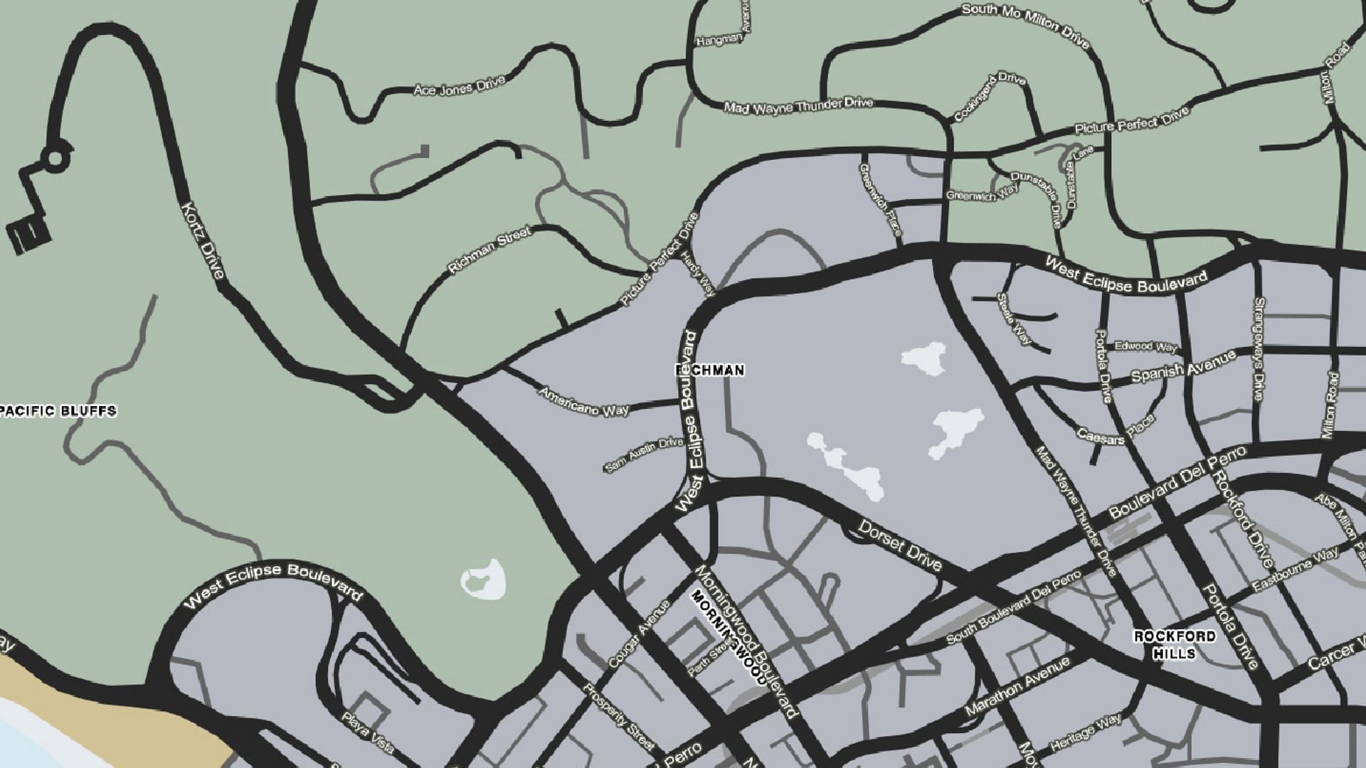 The area of Richman in Grand Theft Auto Online (Image via Sportskeeda)
