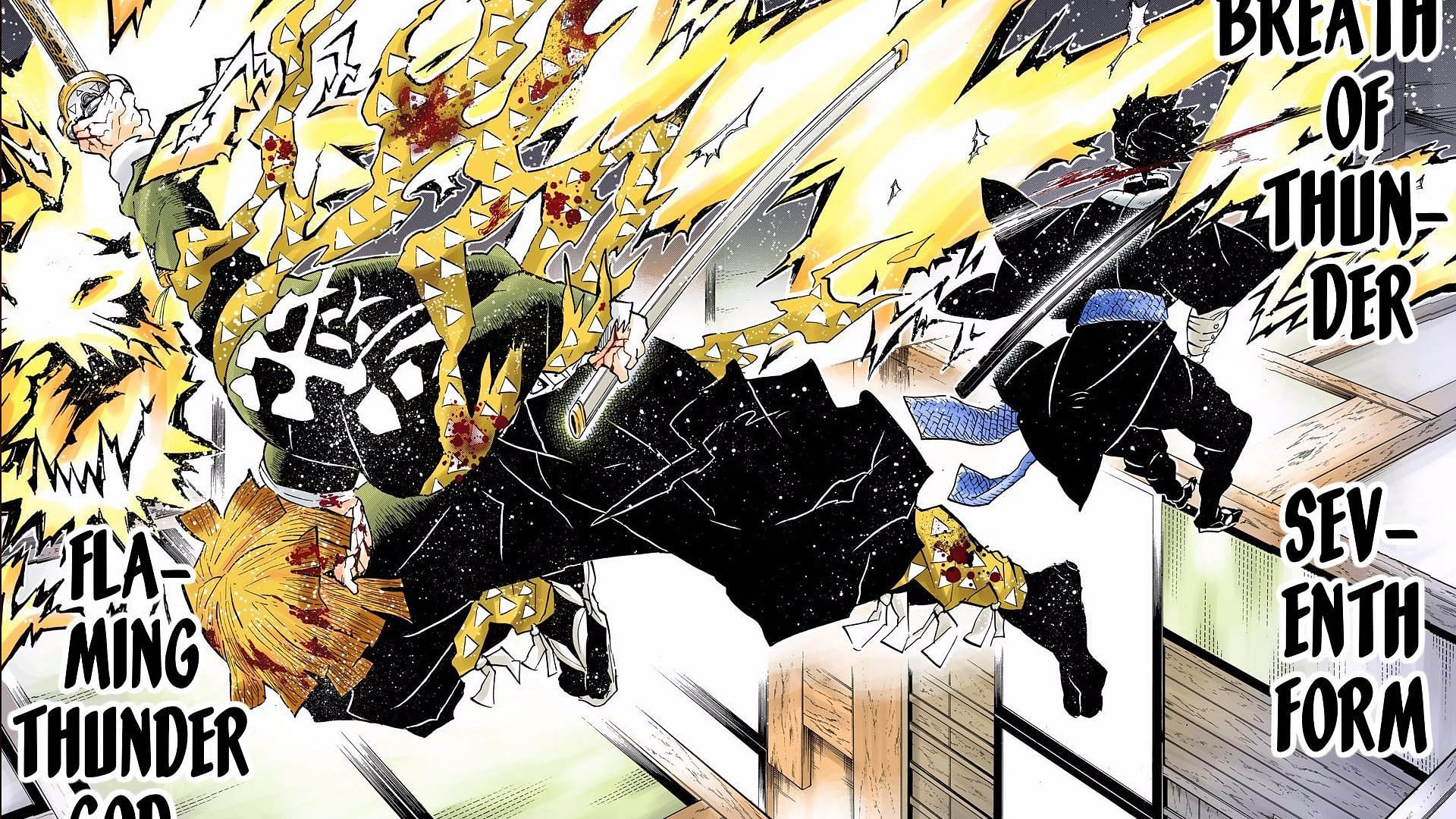 Zenitsu vs. Kaigaku in the manga (Image via Koyoharu Gotouge/Shueisha)