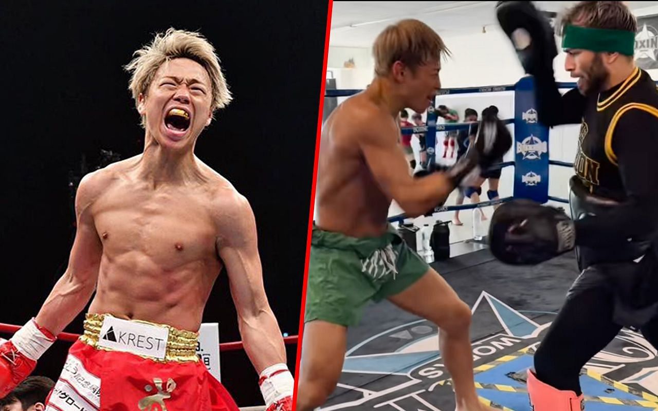 Takeru Segawa (left) and Takeru during training (right)